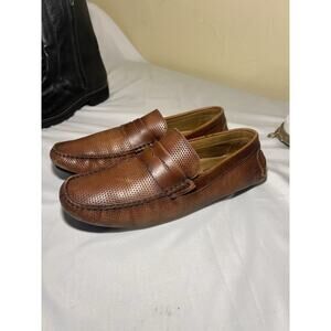 Mercanti Fiorentini Moccasins Loafers Shoe Mens 10 Driving Brown Leather Slip On